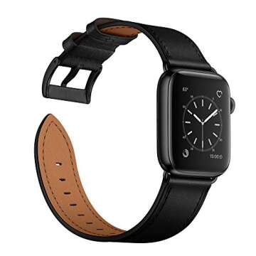 OUHENG Genuine Leather Apple Watch Band 42mm 41mm 40mm 38mm