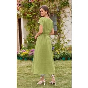 ECOWISH Cotton Midi Dress for Summer Elegance and Comfort