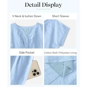 ECOWISH Cotton Midi Dress for Summer Elegance and Comfort