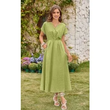 ECOWISH Cotton Midi Dress for Summer Elegance and Comfort