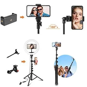 PEHESHE 10" Selfie Ring Light with 63" Tripod Stand Ring LED Light with Phone Holder Ring Dimmable Circle Light for Live Stream/YouTube/Video/Makeup/Photography