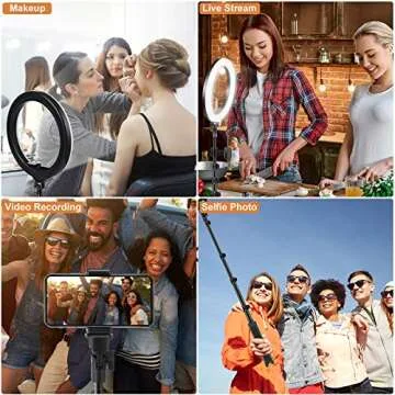 PEHESHE 10" Selfie Ring Light with 63" Tripod Stand Ring LED Light with Phone Holder Ring Dimmable Circle Light for Live Stream/YouTube/Video/Makeup/Photography