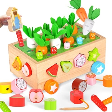 JUZBOT Montessori Toys Wooden Educational Learning Toys for 1 2 3 4 Year Old, Toddler Boy Girl Toy G...