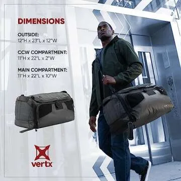 Vertx 45L Contingency Tactical Duffle Bag, Travel Luggage Compatible with Vertx Tactigami for Survival EDC Gear, Gun Range, CCW Concealed Carry, Hunting, Heather Black/Galaxy Black, One Size