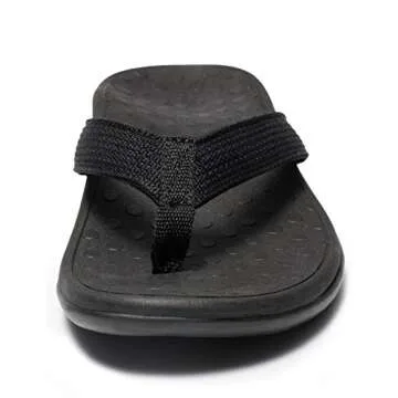 LLSOARSS Plantar Fasciitis Feet sandal with Arch Support - Best Orthotic flip flops for Flat Feet，heel pain- For Women (8 M US, Black)