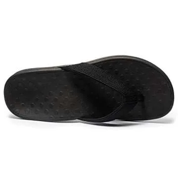 LLSOARSS Plantar Fasciitis Feet sandal with Arch Support - Best Orthotic flip flops for Flat Feet，heel pain- For Women (8 M US, Black)