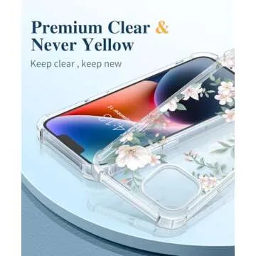 GVIEWIN Floral iPhone 14 Case with Screen & Lens Protectors