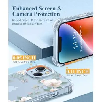 GVIEWIN Floral iPhone 14 Case with Screen & Lens Protectors