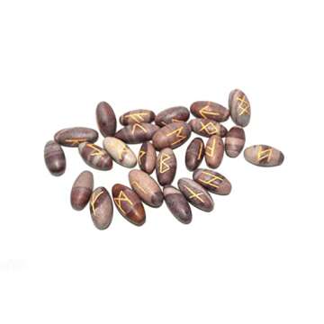 Marvelous Fantastic Narmada Lingam 25 Rune Stones Gemstones Elder Futhark Norse Handcrafted Handmade...