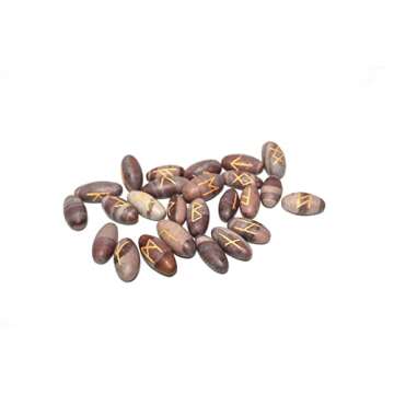 Marvelous Fantastic Narmada Lingam 25 Rune Stones Gemstones Elder Futhark Norse Handcrafted Handmade Agate Magic Crystal Engraved Letter Body Velvet Pouch Chakras Reiki Gift