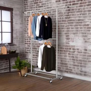 Simple Houseware Double Rod Garment Rack, Grey