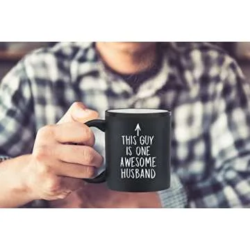 One Awesome Husband Funny Coffee Mug - Anniversary & Valentine's Day Gifts for Men, Him - Best Husband Gifts from Wife, Wifey, Her - Unique Birthday Present Idea - Fun & Cool Novelty Cup (Matte Black)