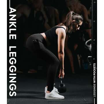 Nirlon Women's Leggings with Pockets High Waisted Workout Yoga Pants (L, Black)