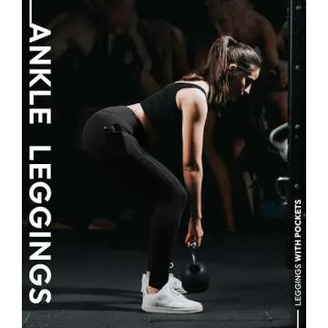 Nirlon Women's Leggings with Pockets High Waisted Workout Yoga Pants (L, Black)