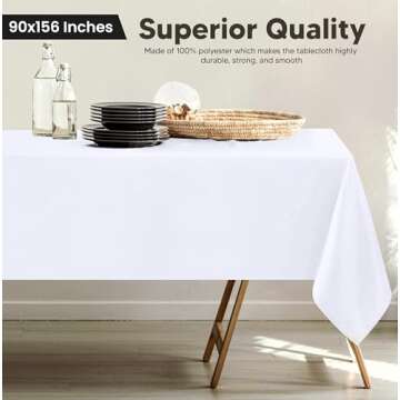 Utopia Kitchen 2 Pack Rectangle Table Cloth [90x156 Inches, White] Stain and Wrinkle Resistant Table...