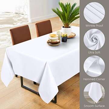 Utopia Kitchen 2 Pack Rectangle Table Cloth [90x156 Inches, White] Stain and Wrinkle Resistant Tablecloth Washable Polyester Cover for Dining, Buffet Parties, Picnic and Weddings