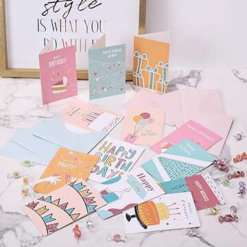 Mr. Pen- Assorted Birthday Cards with Envelopes, 20 Pack, 4 x 6 Inches, Birthday Cards Pack, Bulk Birthday Cards, Birthday Card Pack, Box of Birthday Cards, Greeting Cards Birthday