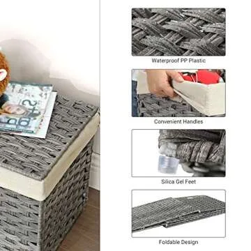 Stylish SONGMICS Storage Basket with Lid, 17.2 Gallon