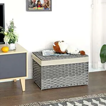 Stylish SONGMICS Storage Basket with Lid, 17.2 Gallon