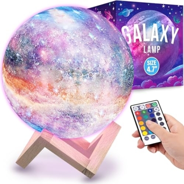 Galaxy Moon Lamp Multi-Color Touch Remote Wood Stand Night Light