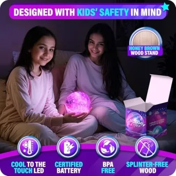 Galaxy Moon Lamp Multi-Color Touch Remote Wood Stand Night Light