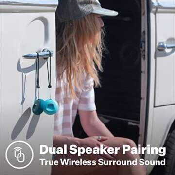 Speaqua - Waterproof Bluetooth Speaker w/Bottle Opener - Small Portable Bluetooth Speaker - Dual Bluetooth Speaker Pairing – Beach Accessory -Cruiser H2.0 Portable Outdoor Speaker - Manta Ray Black