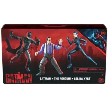 DC Comics Batman 3-Pack with Exclusive 4” Batman, Selina Kyle, The Penguin Action Figures, Accesso...