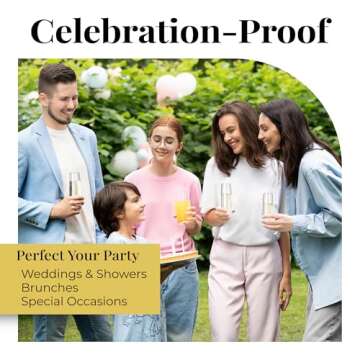 Vivocci Unbreakable Tritan Plastic Stemless Champagne Flutes 8.5 Oz - Reusable Glassware - Ideal for Mimosas, Cocktails & Sparkling Wine - Dishwasher-Safe - Wedding & Birthday Party Glasses - Set of 6