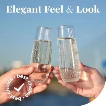 Vivocci Unbreakable Tritan Plastic Stemless Champagne Flutes 8.5 Oz - Reusable Glassware - Ideal for Mimosas, Cocktails & Sparkling Wine - Dishwasher-Safe - Wedding & Birthday Party Glasses - Set of 6