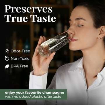 Vivocci Unbreakable Tritan Plastic Stemless Champagne Flutes 8.5 Oz - Reusable Glassware - Ideal for Mimosas, Cocktails & Sparkling Wine - Dishwasher-Safe - Wedding & Birthday Party Glasses - Set of 6