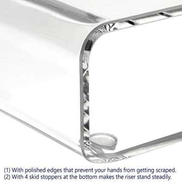 Ikee Design Premium 20 inch Wide Acrylic Large Monitor Stand Riser with 5 Compartments ,2 Tier Computer Stand with Storage, Acrylic Laptop Stand, Back to School, 20 W x 7.4 D x 4.5 H in