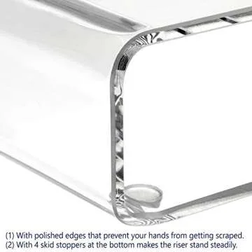 Ikee Design Premium 20 inch Wide Acrylic Large Monitor Stand Riser with 5 Compartments ,2 Tier Computer Stand with Storage, Acrylic Laptop Stand, Back to School, 20 W x 7.4 D x 4.5 H in