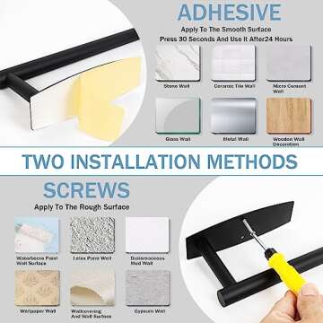 Baokcotei 2023 Paper Towel Holders Wall Mount Under Cabinet 13.2In Self Adhesive Drilling Paper Towel Rolls SUS304 Vertically Horizontally for Kitchen Bathroom Door Rustproof Rack