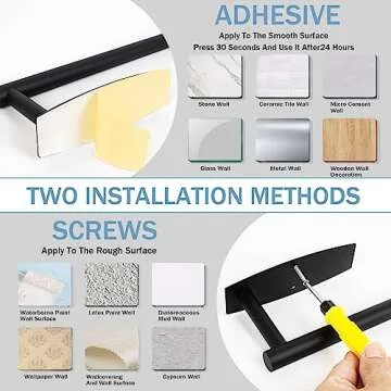 Baokcotei 2023 Paper Towel Holders Wall Mount Under Cabinet 13.2In Self Adhesive Drilling Paper Towel Rolls SUS304 Vertically Horizontally for Kitchen Bathroom Door Rustproof Rack