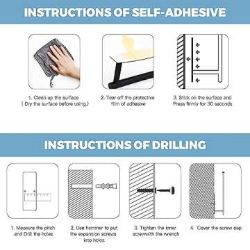 Baokcotei 2023 Paper Towel Holders Wall Mount Under Cabinet 13.2In Self Adhesive Drilling Paper Towel Rolls SUS304 Vertically Horizontally for Kitchen Bathroom Door Rustproof Rack