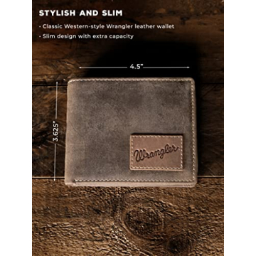 Wrangler Men's Bifold Wallet - Genuine Leather with RFID Blocking