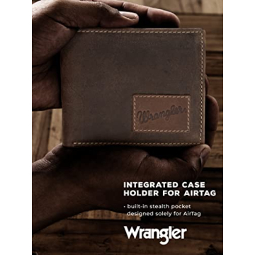 Wrangler Men's Bifold Wallet - Genuine Leather with RFID Blocking