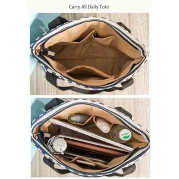 Medium Tote Bag for Women, Black & White Summer Purses, Canvas Shoulder Handbags with Pockets, Work bag for Teacher Trendy(M Black+White)