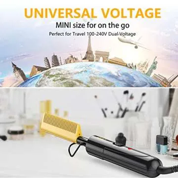 DAN Technology hot Comb Electric for Wigs,450℉Small hot Comb for Edges,Low and high Temperatures, Hair straightening Comb for Black Hair,Portable & Dual Voltage for Travel & Home…