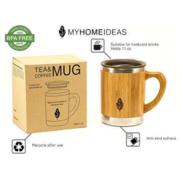 Eco-Friendly MyHomeIdeas Stainless Steel Bamboo Mug
