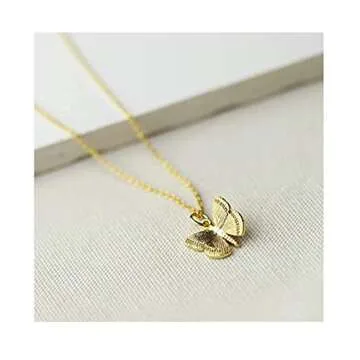 Hundred River Friendship Anchor Compass Necklace Good Luck Elephant Pendant Chain Necklace with Message Card (gold butterfly)