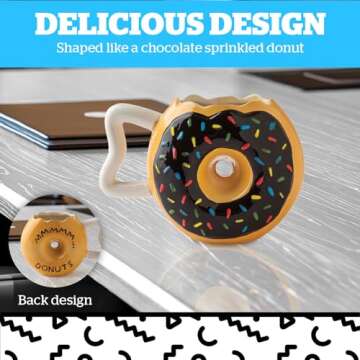 BigMouth Inc Sprinkle Donut Coffee Mug, Fun Novelty Doughnut Shaped Cup, Fun Gift for Dessert Lovers, Ceramic, 12 Ounces