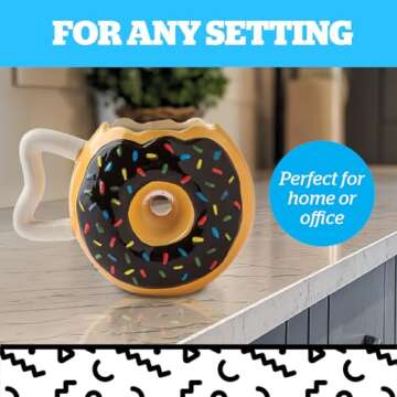 BigMouth Inc Sprinkle Donut Coffee Mug, Fun Novelty Doughnut Shaped Cup, Fun Gift for Dessert Lovers, Ceramic, 12 Ounces