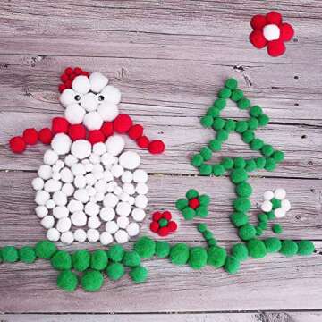 Livder 200 Pieces Christmas Red Green Pipe Chenille Cleaners Stems and 1000 Pieces Pom Poms Pompoms for DIY Art Crafts Decorations Supplies