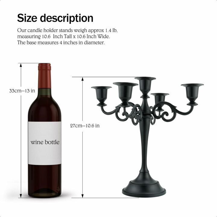 Elegant 5-Arms Black Metal Candle Holder - Home Decor