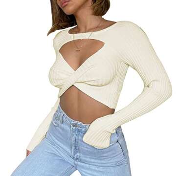 Stylish EXLURA Women's Crop Sweater - Reversible Comfort