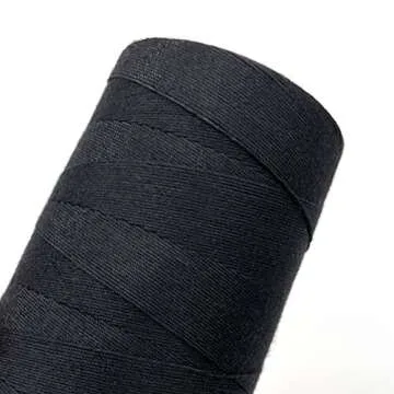 Atimiaza Thick Thread for Sewing Hair, Black Weaving Thread Polyester Thread for Making Wig, Hair Extension Sewing Thread with 3 Pcs Curved Needles (Black)