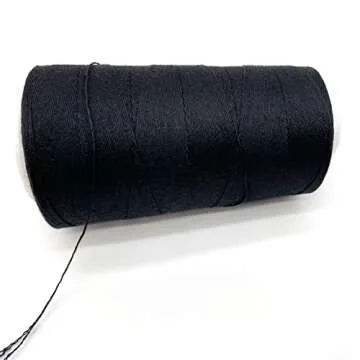 Atimiaza Thick Thread for Sewing Hair, Black Weaving Thread Polyester Thread for Making Wig, Hair Extension Sewing Thread with 3 Pcs Curved Needles (Black)