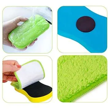 2 Packs Chalkboard Eraser - Washable Reusable Microfiber Eraser Cleaning Chalk/Markers/Duster Tool in Home Classroom Office Attached 2 Pcs Microfiber Cloth WP03
