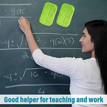2 Packs Chalkboard Eraser - Washable Reusable Microfiber Eraser Cleaning Chalk/Markers/Duster Tool in Home Classroom Office Attached 2 Pcs Microfiber Cloth WP03
